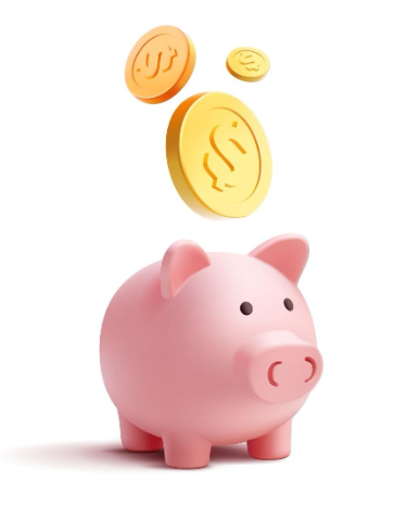 ブタの貯金箱コインが貯まっていくイメージ